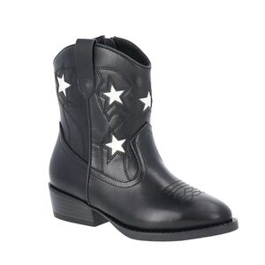 WONDER NATION Girls Cowboy Boots Size 5 Black White Side Zipper New